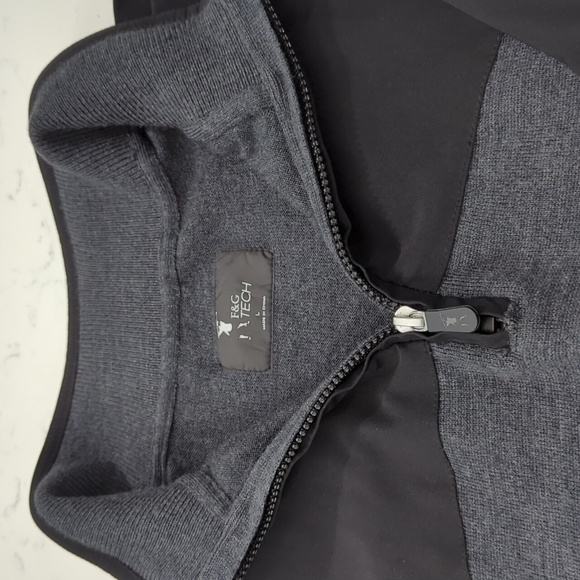 1/4 Zip Wool F&G Pullover Sweater Jacket Shirt Golf Black Gray SZ L Long Sleeve - Picture 3 of 4